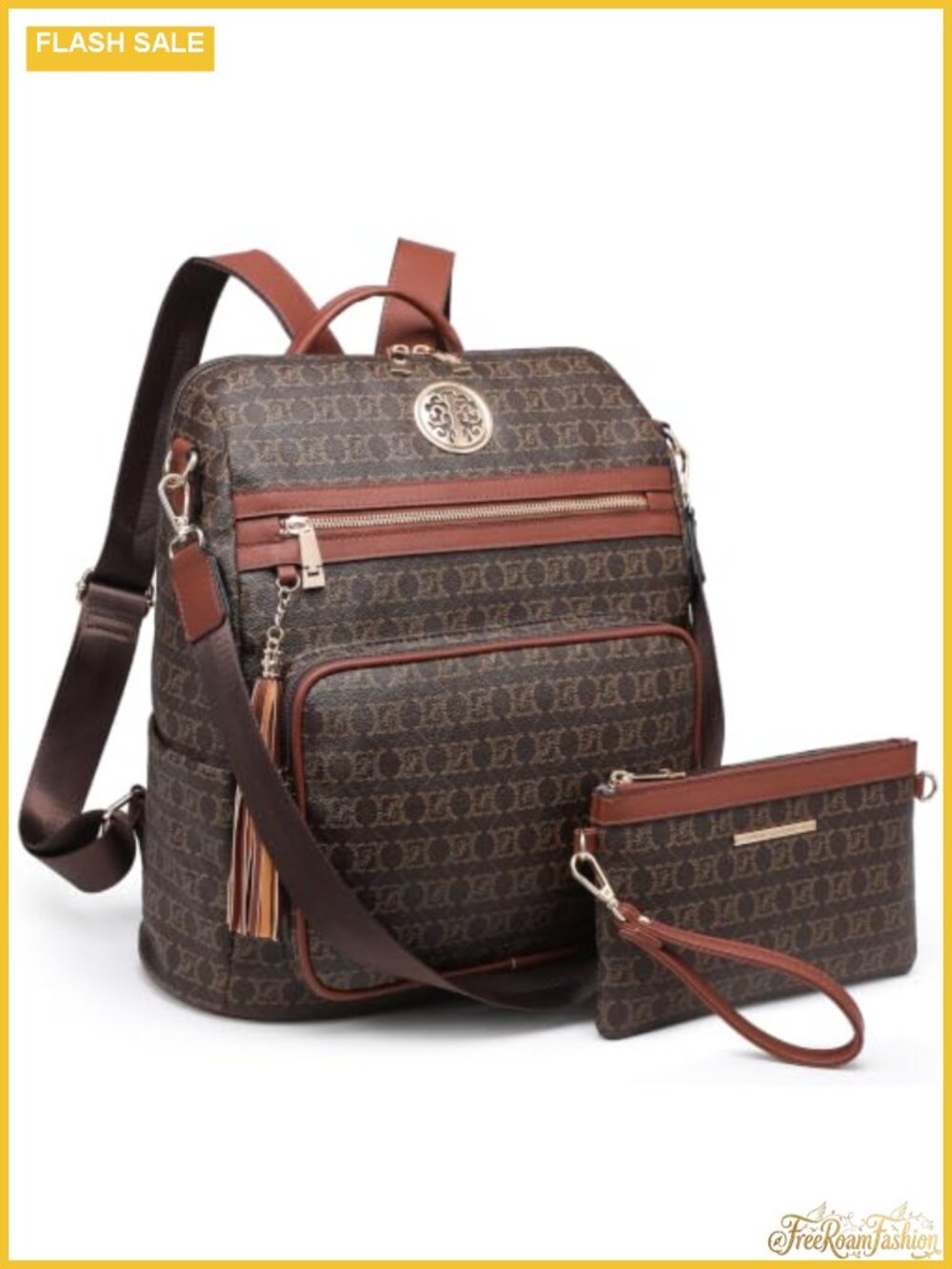 Convertible Leather Backpack Purse with Wristlet, Travel Handbag Large